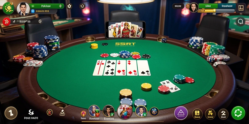 Screenshot gameplay Poker yang menampilkan pengalaman seru di 55RT.