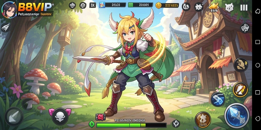 Tampilan gameplay B8VIP dengan karakter-karakter Anime yang mengesankan.