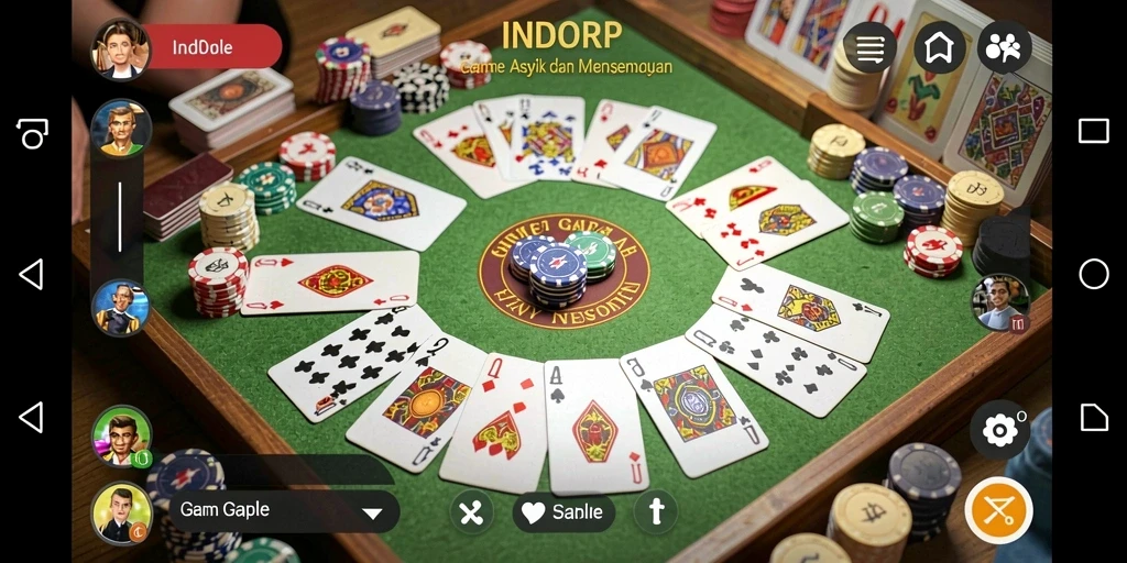 Tampilan gameplay INDORP yang seru dalam permainan Gaple.