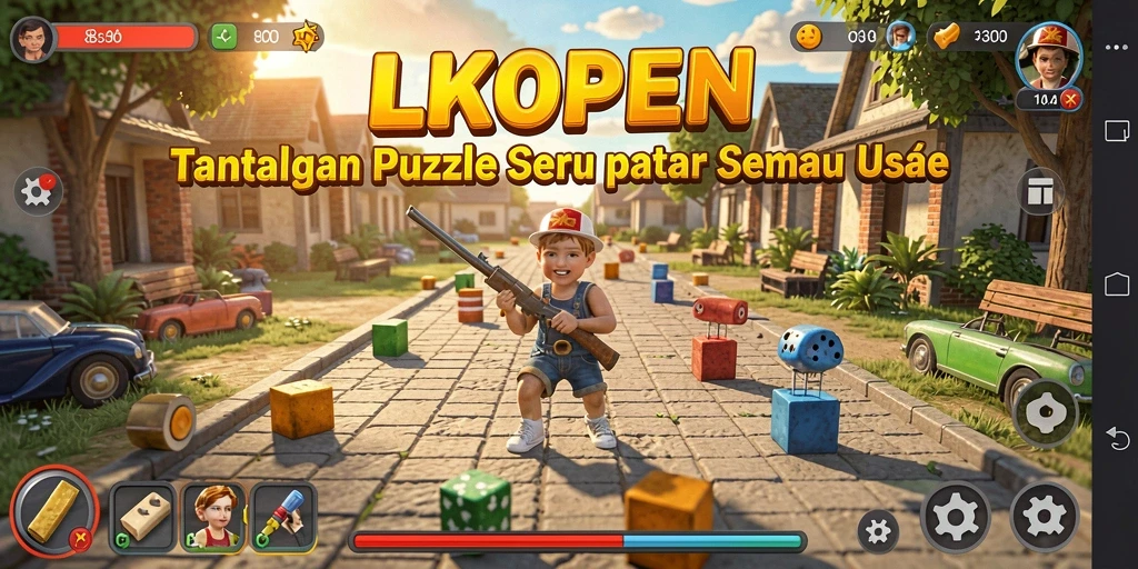 Screenshot LKOPEN menampilkan gameplay puzzle yang menarik.
