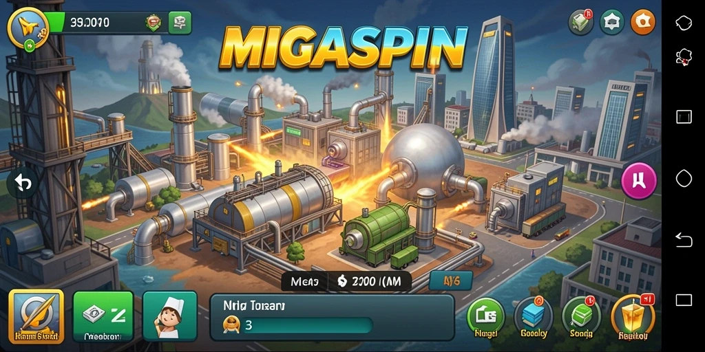 Tampilan gameplay MIGASPIN yang menarik dan penuh strategi Tycoon.