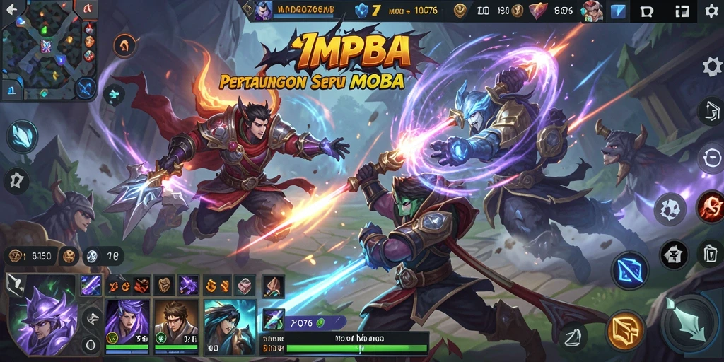 Tampilan dinamis gameplay MOBA dalam MPO76 yang memikat.