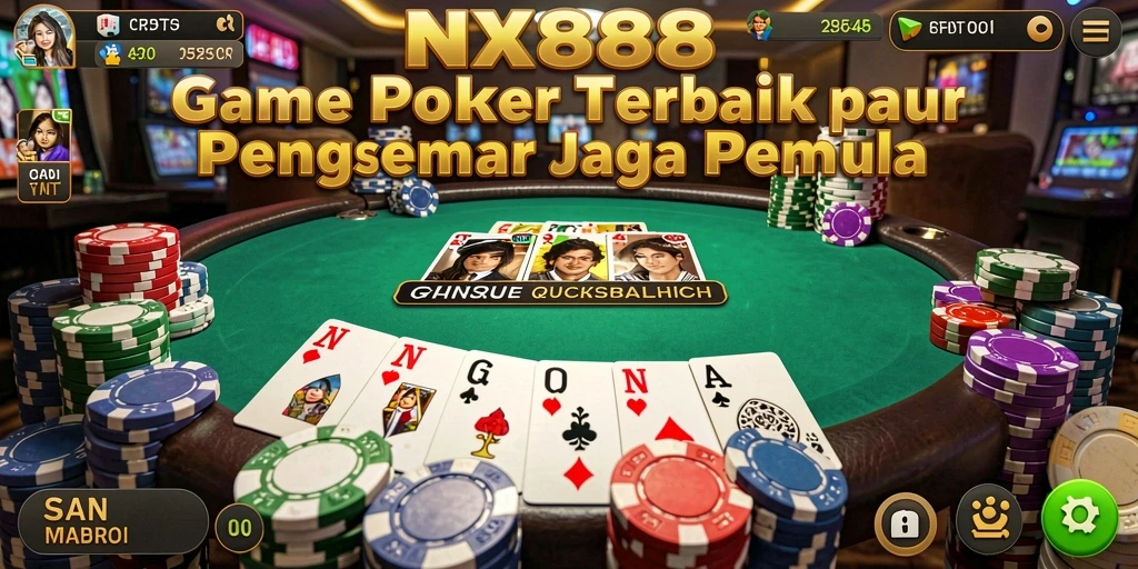 Tampilan seru gameplay Poker di NX888, penuh strategi dan tantangan.