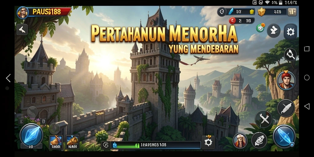 Gameplay PAUS188 yang intens dalam pertahanan menara.